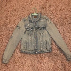 American Eagle Light Blue Distressed Denim Jacket